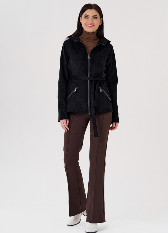 Куртка из эко замши с капюшоном модель № 24104 универмаг малина
