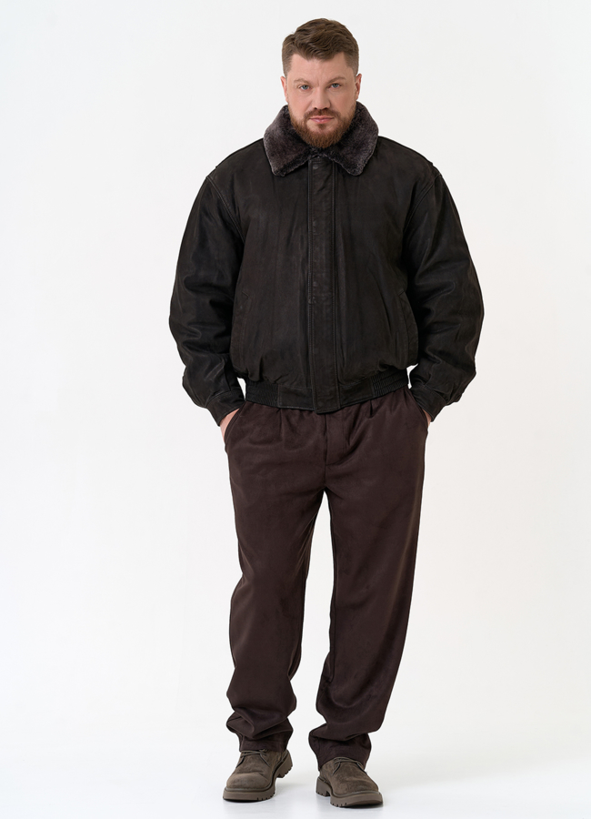 Куртка пилот из натуральной кожи с отделкой из овчины модель № 31659 универмаг малина