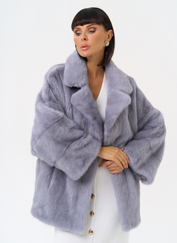 Куртка из меха норки с английским воротником