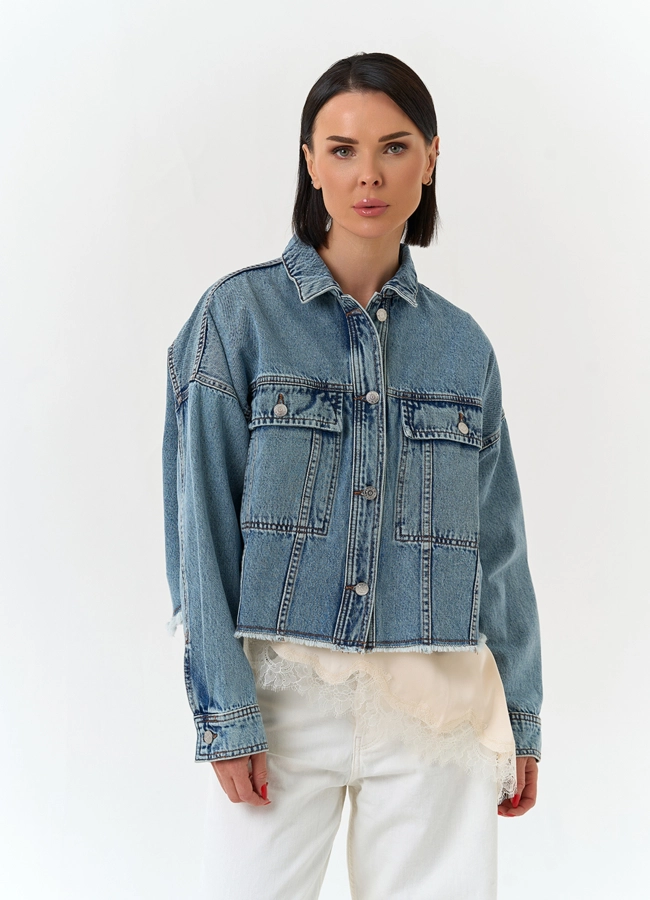 Женская джинсовая куртка модель № 33127 универмаг малина