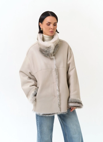 Дубленка двухсторонняя с поясом фото