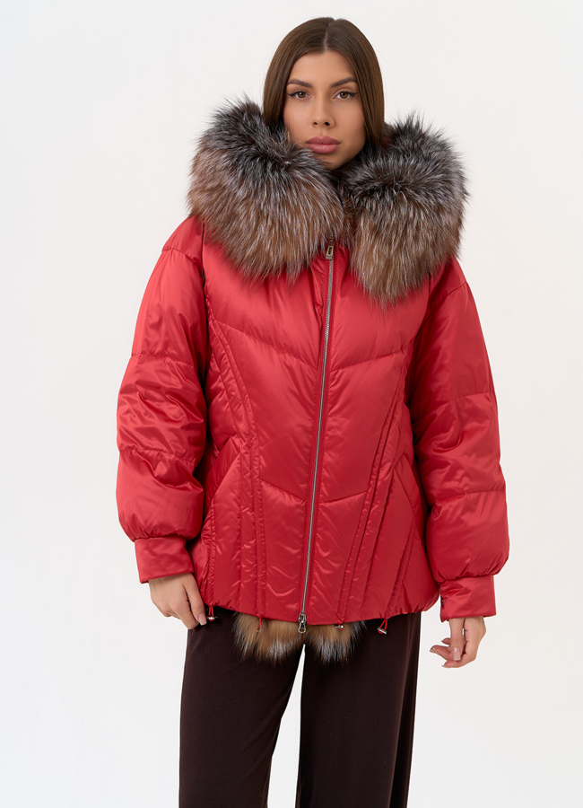 Женский пуховик с отделкой из меха блюфрост модель № 31445 в кредит