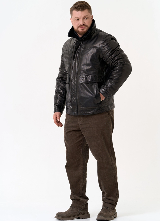 Куртка из натуральной кожи черного цвета модель № 25643 универмаг малина