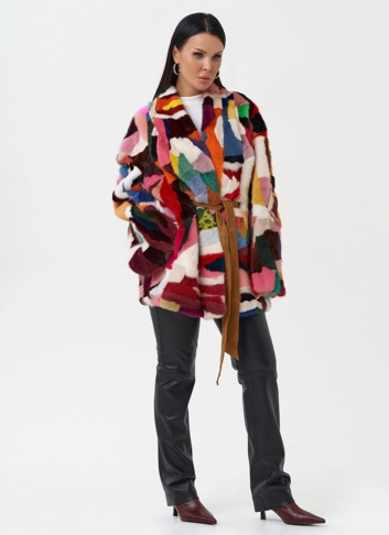 Яркая шуба из меха норки фото