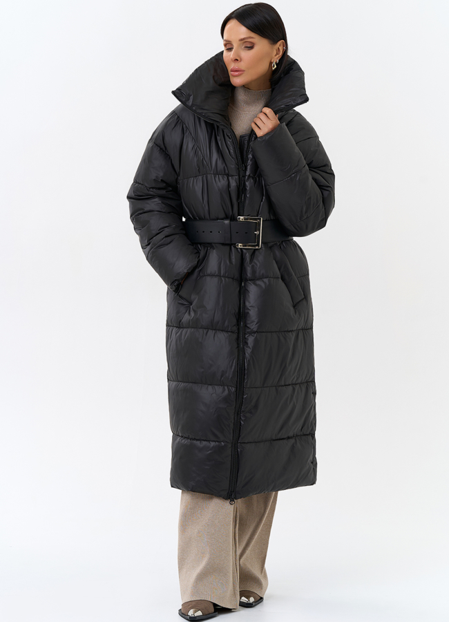 Женский пуховик с воротником стойкой модель № 31741 меха малина