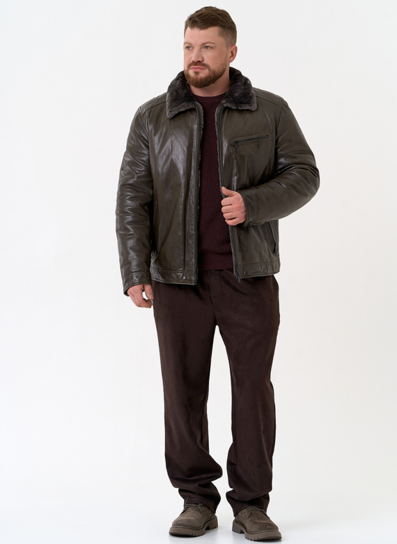Куртка из натуральной кожи с отделкой из овчины