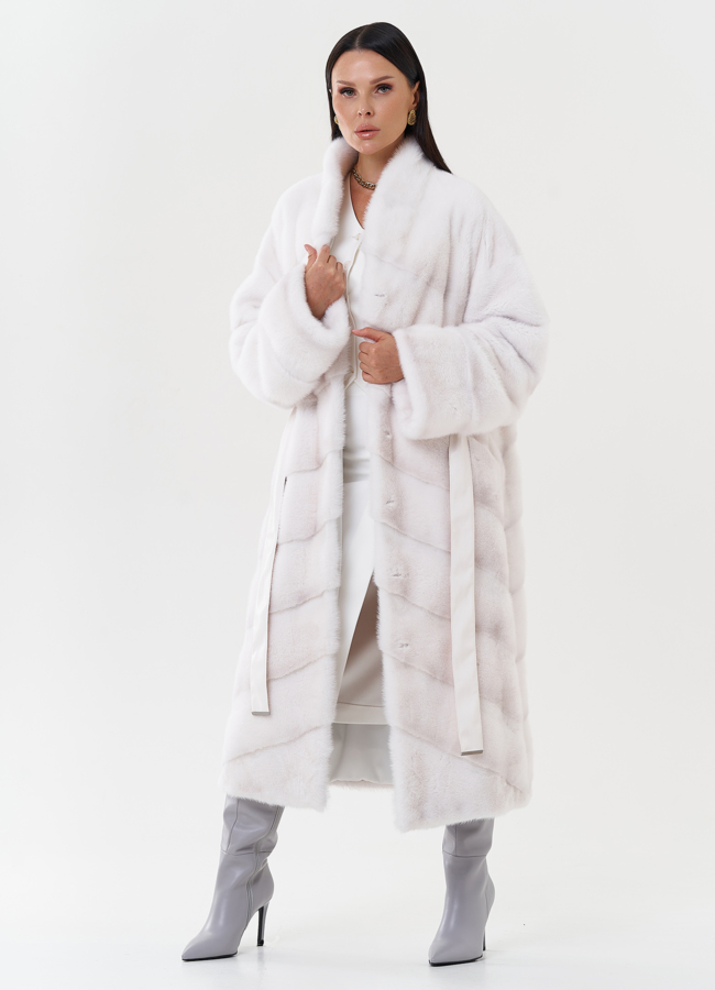 Шуба из меха норки с воротником шаль модель № 29527 универмаг малина