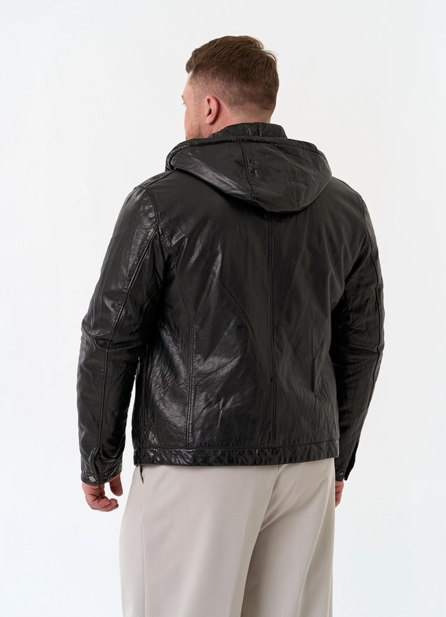 фото Мужская утепленная куртка из натуральной кожи модель № 24373