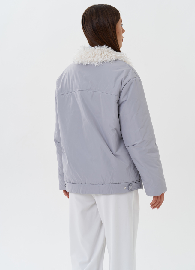 Утепленная куртка с эко мехом модель № 27659 универмаг малина