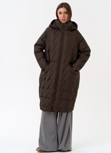 Женское свободное пальто с капюшоном