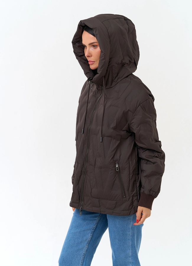 Женская двухстороняя куртка с капюшоном модель № 34115 в кредит фото