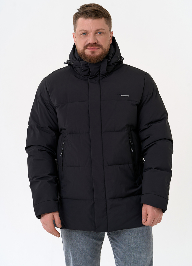 Мужской пуховик черного цвета с капюшоном модель № 31452 в кредит
