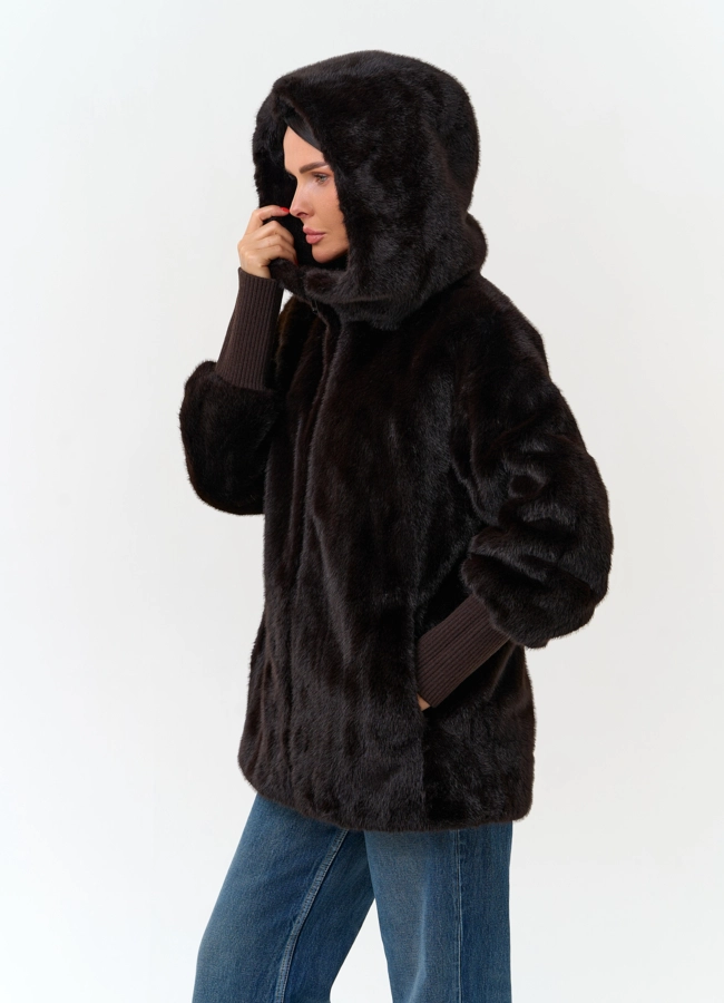 Женское пальто из эко меха модель № 33861 в кредит